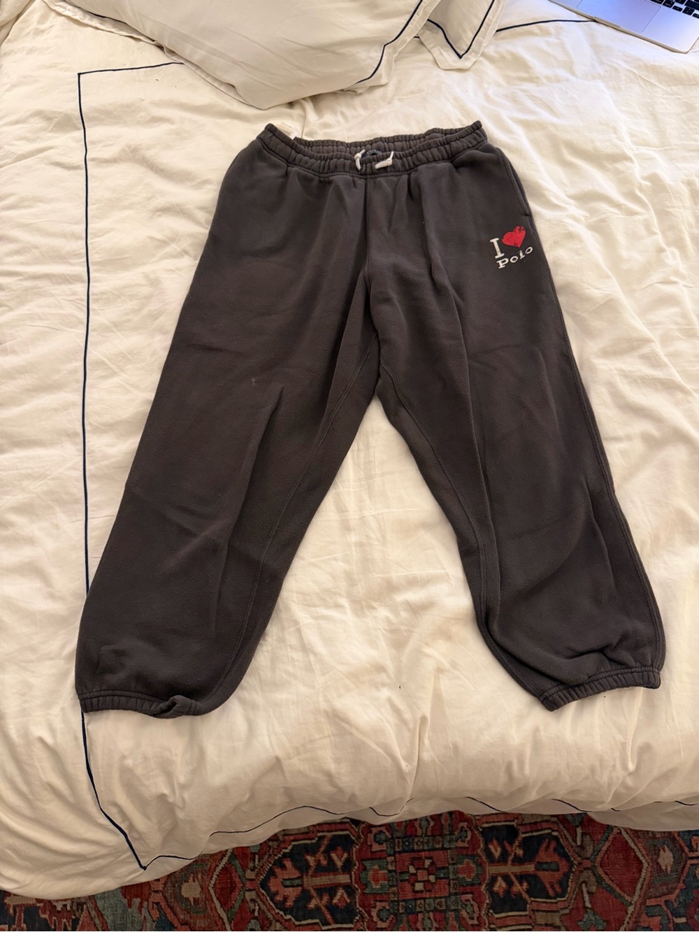 Polo by Ralph Lauren Black Sweatpants with Red Heart Logo